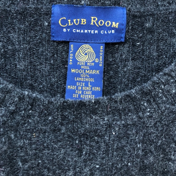 Club Room Charter Club Men’s 100% Lambswool Crewneck Sweater NWT Large Gray - Picture 4 of 5